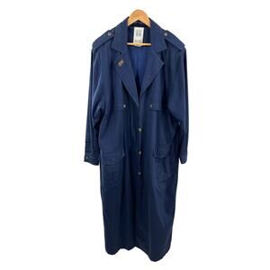 Together Vintage Blue‎ Cotton Duster Cape Trench Coat 16 Tall Long